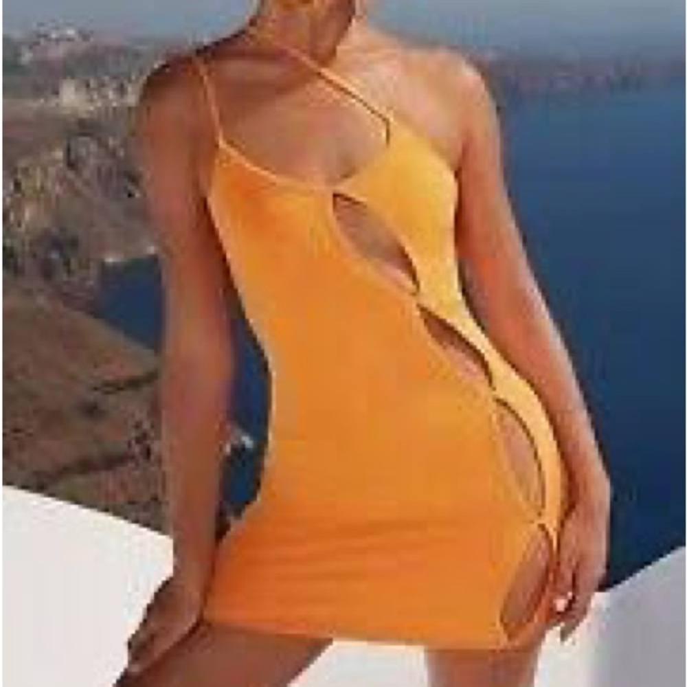 White Fox Boutique Vibrant Orange One Shoulder Dress